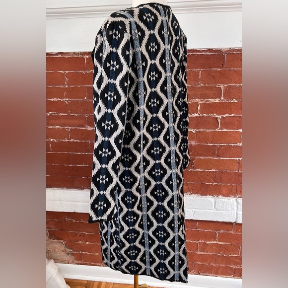 Anama Southwestern Geometric Tapestry Coat Blue Black Woven Jacket NWT Size M - Picture 8 of 17